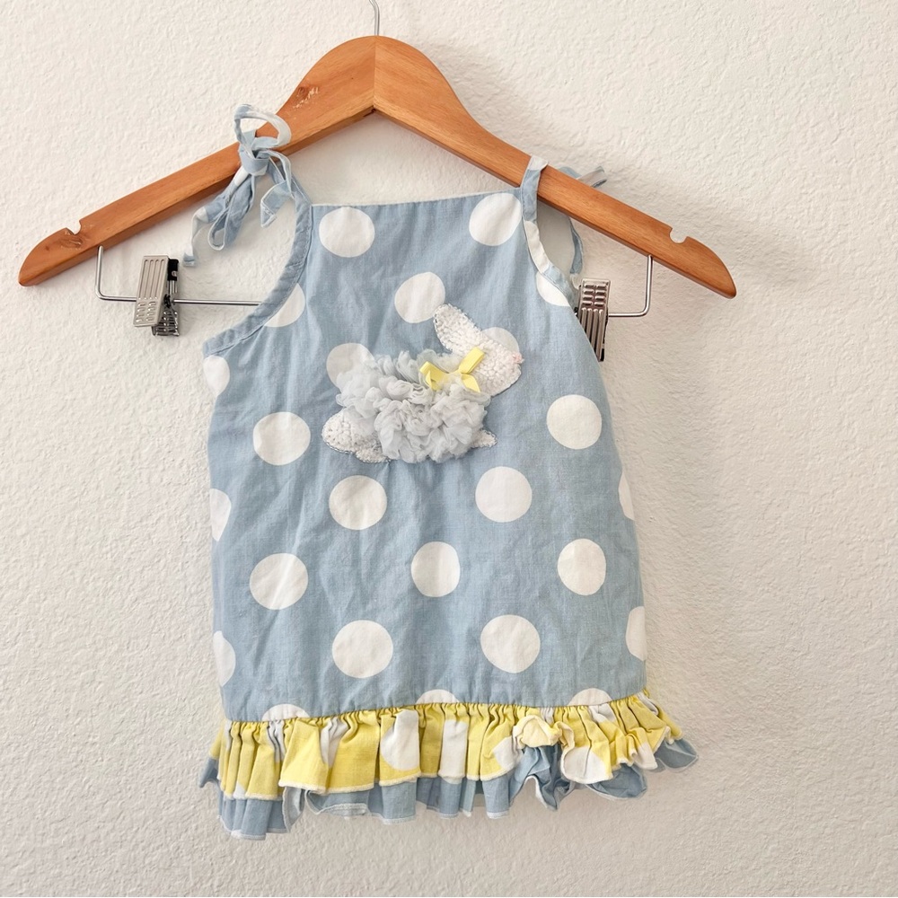 Mud Pie Toddler Bunny Easter Polka Dot Jumper Dress Sz 2T/3T